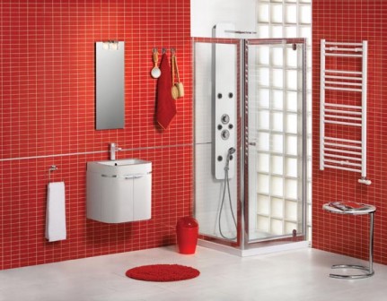 Red and White Bathroom Decor